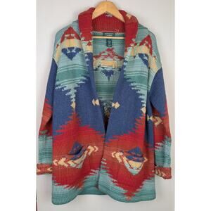 Vintage Lauren by Ralph Lauren Hand Knit Wool Navajo Blanket Sweater S